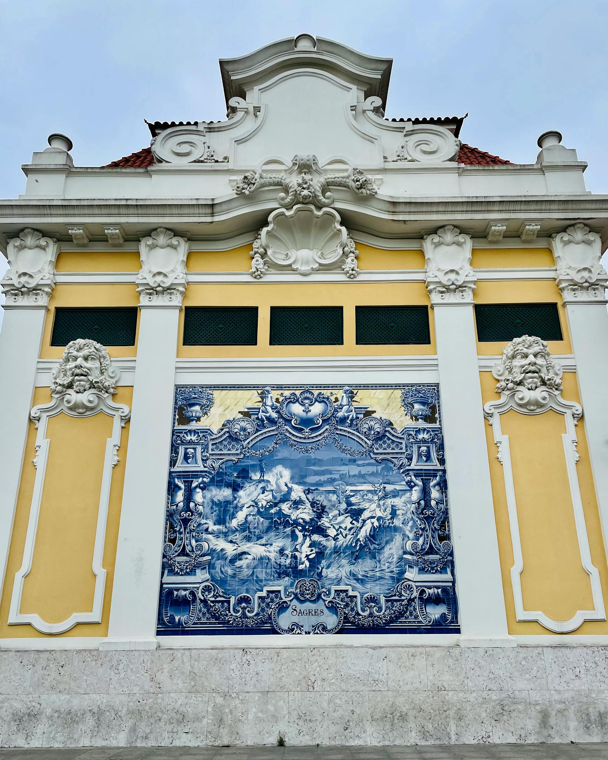 The Pavilion Carlos Lopes in Lisbon — a façade of azulejo tilework